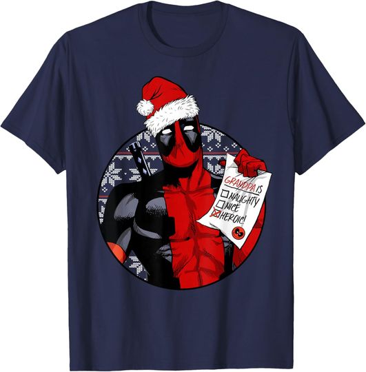 Discover Marvel Deadpool List Grandpa Is Heroic Christmas T-Shirt