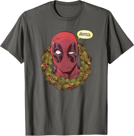 Discover Marvel Deadpool Christmas Season's Greetings Portrait T-Shirt