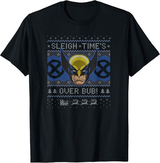 Discover Marvel Christmas Wolverine Sleigh Times Over Bub! T-Shirt