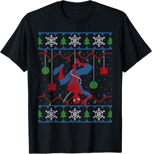Discover Marvel Spider-Man Upside Down Ugly Christmas Sweater T-Shirt