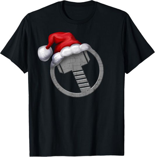 Discover Marvel Thor Hammer Icon Santa Hat Christmas Graphic T-Shirt
