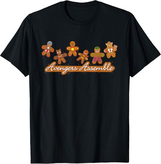 Discover Marvel Avengers Assemble Gingerbread Cookies Holiday T-Shirt