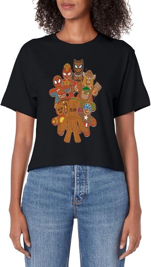 Discover Marvel Christmas Avengers Gingerbread Cookies Women's Crop Top