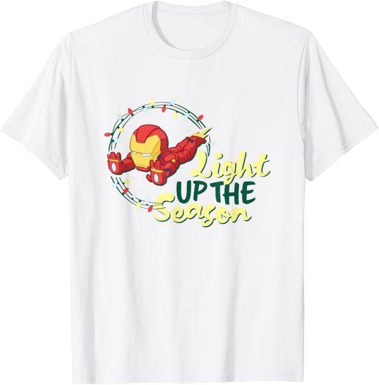 Marvel Christmas Light Up The Season Iron man Chest Logo T-Shirt, Gift For Fans