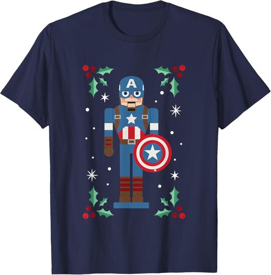 Marvel Christmas Nutcracker Captain America Mistletoe Logo T-Shirt, Gift For Fans