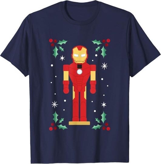 Marvel Christmas Nutcracker Iron Man Mistletoe Chest Logo T-Shirt, Gift For Fans
