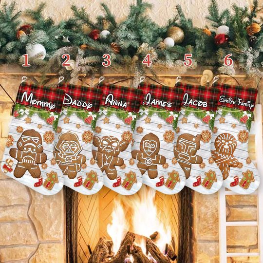 Discover Custom Gingerbread Xmas Stocking, Star Wars Christmas Stockings, Star Wars Christmas Socks Home Decoration, Disney Star Wars Stockings