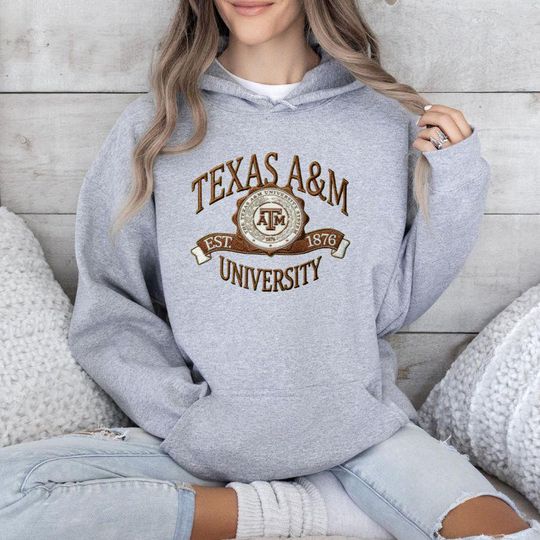Embroidered Texas A&M University Oversized Sweatshirt, Unisex College Sweater, Vintage Streetwear Pullover