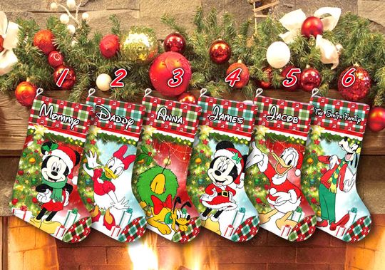 Discover Custom Mickey And Friends Xmas Stocking, Mickey Mouse Christmas Stockings, Mickey Christmas Socks Home Decoration, Disney Stockings