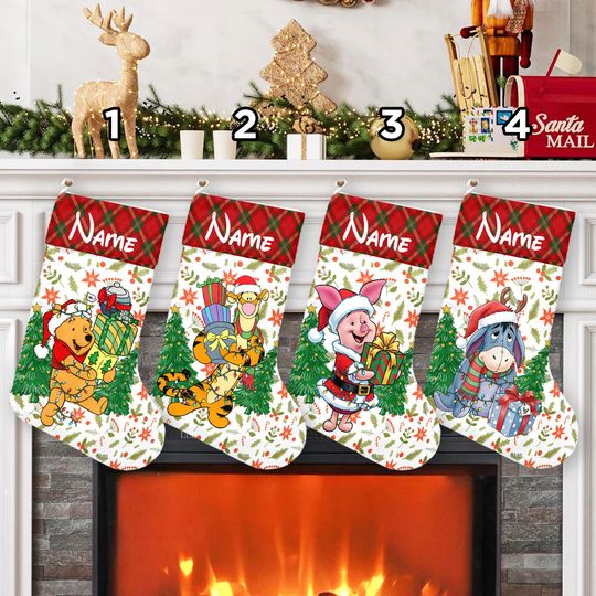 Discover Personalized Multi-character Pooh & Friends Christmas Stockings, Disney Christmas Stockings, Winnie the Pooh  Stockings Gift, Disney Socks