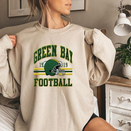 Discover Embroidered New York Giants Oversized Sweatshirt, Unisex College Sweater, Vintage Streetwear Pullover