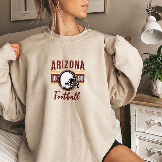 Embroidered Arizonna Oversized Sweatshirt, Unisex College Sweater, Vintage Streetwear Pullover