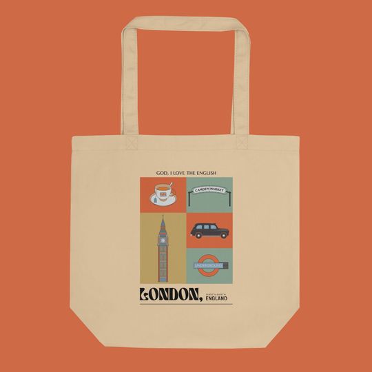 London England Tote Bag, London Boy Organic Cotton Tote Bag, Eco Tote Bag, Canvas Tote