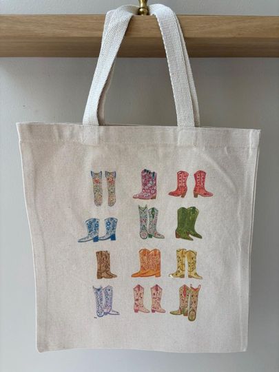 Discover Cowgirl Boots Canvas Tote