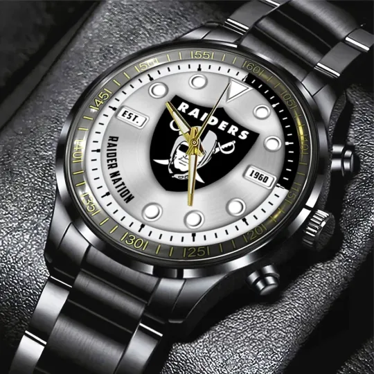Raiders Black Stainless Steel Watch