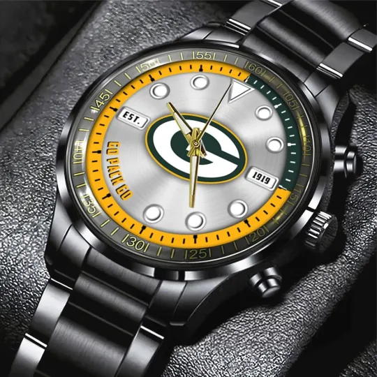 Discover Packers Black Stainless Steel Watch