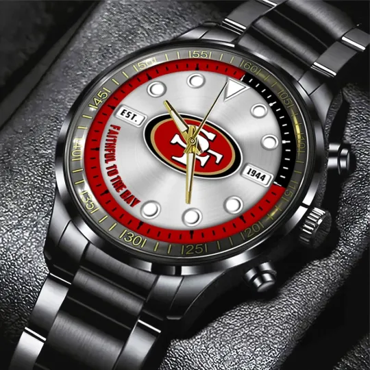 49ers Black Stainless Steel Watch