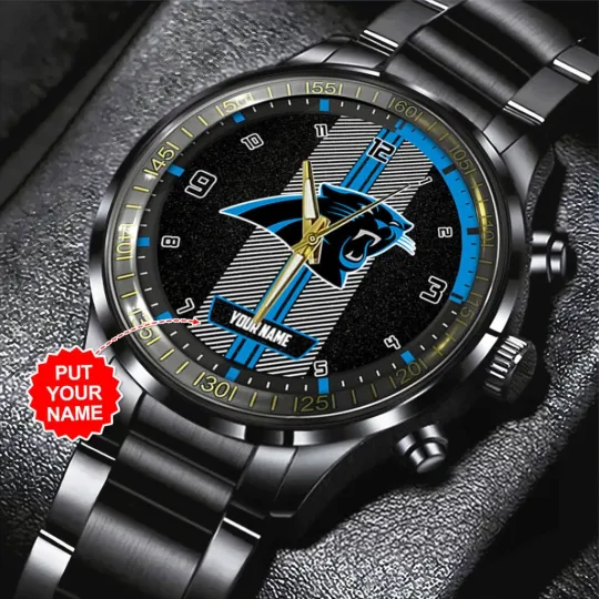 Discover Personalized Panthers Black Stainless Steel Watch