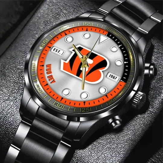 Bengals Black Stainless Steel Watch