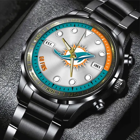 Discover Dolphins Black Stainless Steel Watch