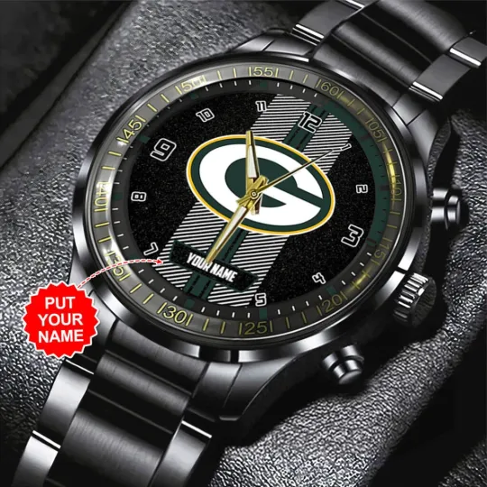 Discover Personalized Packers Black Stainless Steel Watch