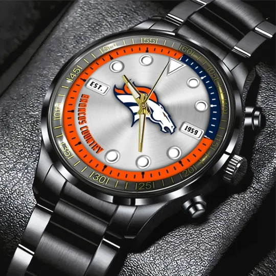 Discover Broncos Black Stainless Steel Watch