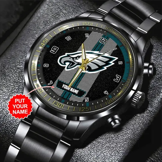 Discover Personalized Eagles Black Stainless Steel Watch