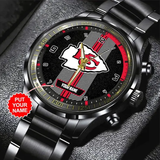 Personalize Chiefs Black Stainless Steel Watch