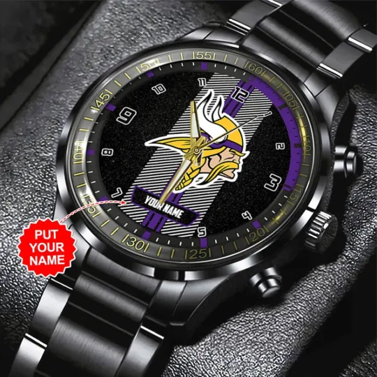 Discover Personalized Vikings Black Stainless Steel Watch