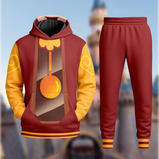 Cogsworth Costume Hoodie Joggers Sets, Beauty And The Beast Halloween Cosplay Costume 3D Hoodie, Cogsworth Clock Summer Trip Costume Outfit