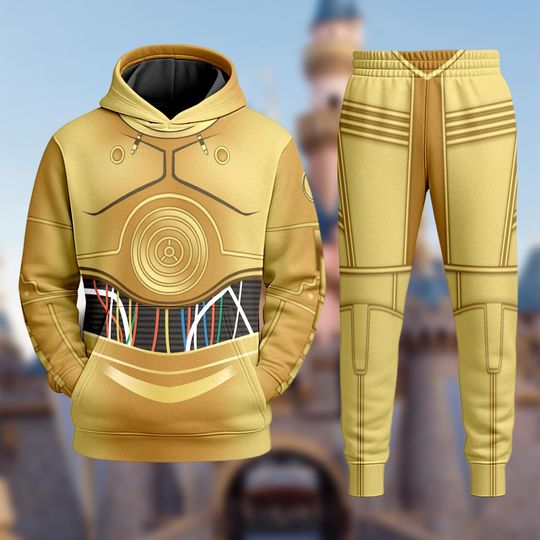 Discover C3-PO Cosplay Costume Hoodie & Joggers Set, Star Wars C3PO Hoodie, Tracksuit 3D All Over Printed Hoodie, Star Wars Warrior Outfit