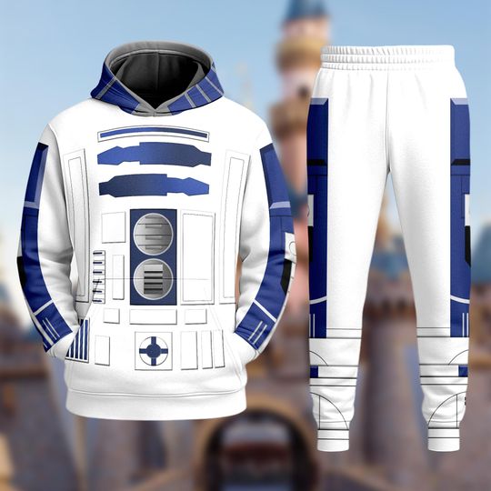 R2 D2 Costume Hoodie & Joggers Set, Tracksuit 3D Printed Hoodie, Star Wars Inspired Cosplay Shirt, R2-D2 Star Wars Halloween Costume Shirt