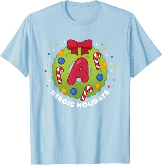 Marvel Christmas Wreath Avengers Heroic Holidays Chest Logo T-Shirt, Gift For Fans