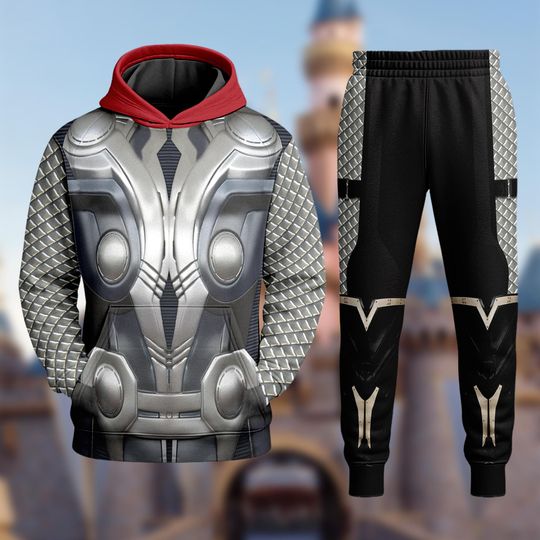 Discover Thor Asgard Costume Hoodie & Joggers Set, Thunder Lord Cosplay Costume Sweatshirt, Hero Movie Costume Hoodie, Super Hero All Over Print Outfit