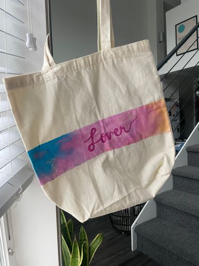 Taylorr Swifts LOVER Canvas Tote Bag Hand Painted