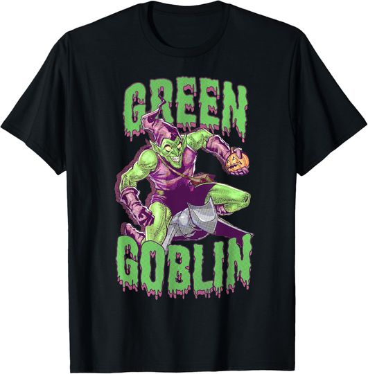 Marvel Halloween Green Goblin Slimy Font Vintage Comic Logo T-Shirt, Gift For Fans