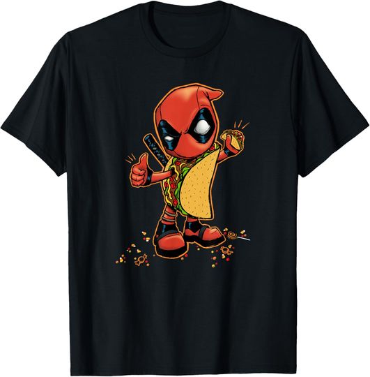 Discover Marvel Comics Retro Classic Halloween Taco Deadpool T-Shirt