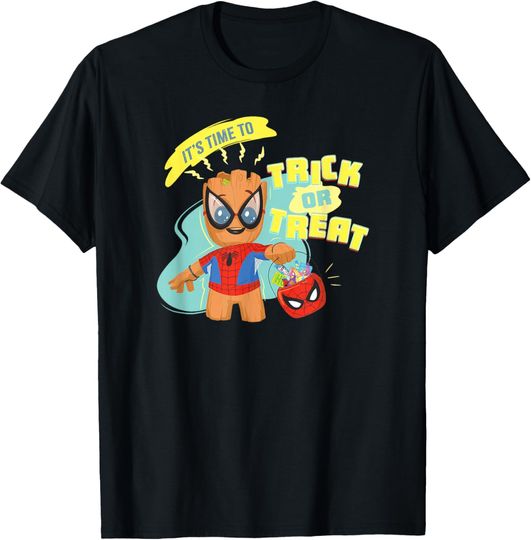 Marvel Groot in Spider-Man Costume Trick or Treat Halloween T-Shirt, Gift For Fans