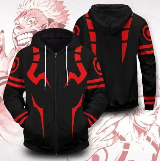 Discover Jujutsu Satoru 3D Zip Hoodie Casual Sweater Pullover Sweatshirt Halloween