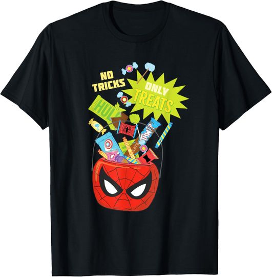 Discover Marvel Spider-Man Halloween Bucket No Tricks Only Treats T-Shirt