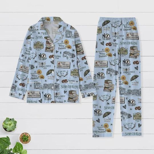 Discover Gilmore Girls Pajama Set  Stars Hollow Silk Sleepwear
