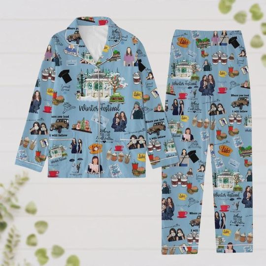 Gilmore Girls Pajamas Set  Luke's Diner Holiday Pajamas, Stars Hollow Cozy Sleepwear Gift