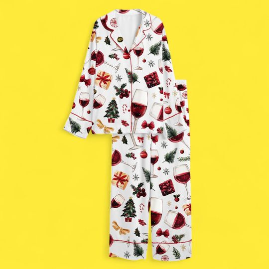 Wine Glass Christmas Pajama Set: Wine Pajama set