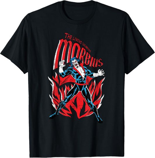 Marvel Monsters Morbius the Living Vampire Flames Distressed T-Shirt, Gift For Fans