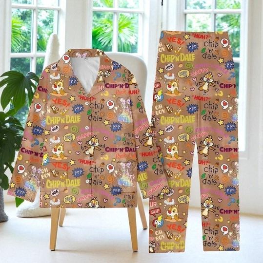 Chip and Dale Pajama Set: Brushed Silk Loungewear