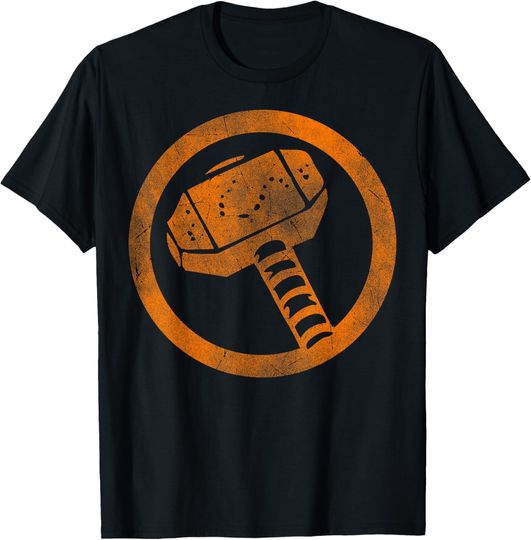 Discover Marvel Thor Hammer Logo Orange Tonal Cut-Out Halloween T-Shirt