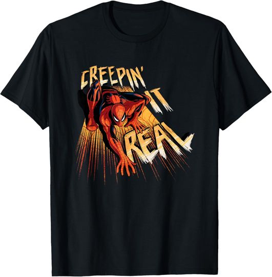 Discover Marvel Classic Halloween Spider-Man Creepin' It Real Logo T-Shirt