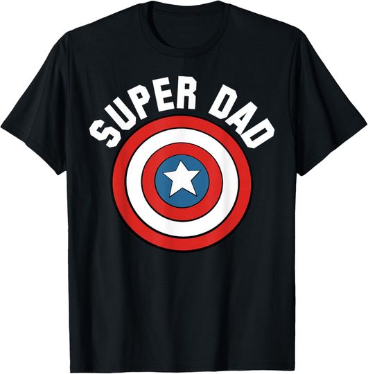 Discover Marvel Father's Day Super Dad Captain America Shield T-Shirt