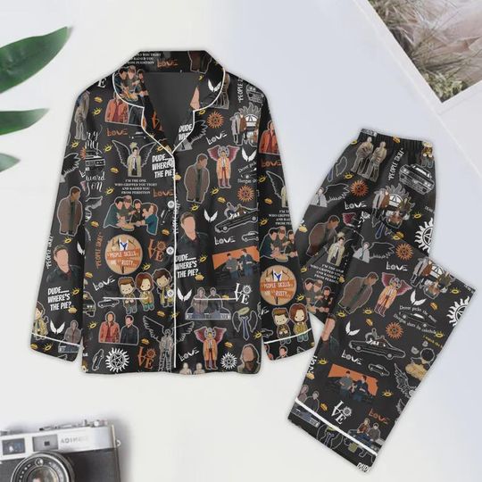 Discover Supernatural Pajama Set: Winchester Brothers Silk Loungewear