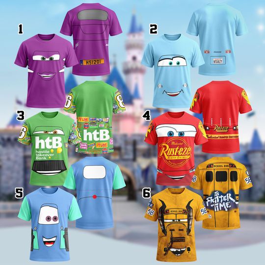 Discover Fritter McQueen Sally Chick Costume T-Shirt, Cars Movie Cosplay Costume Shirt, Characters Cosplay Tee, Halloween All Over Print Tee